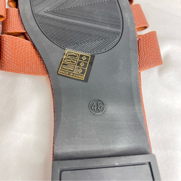 Women's Fashion Square Toe Flat Slide Brown Sandals (only worn once) - Picture 7 of 11